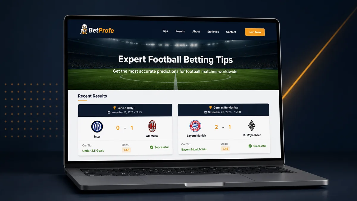 Football Betting Tips & Predictions Website responsive website mockup