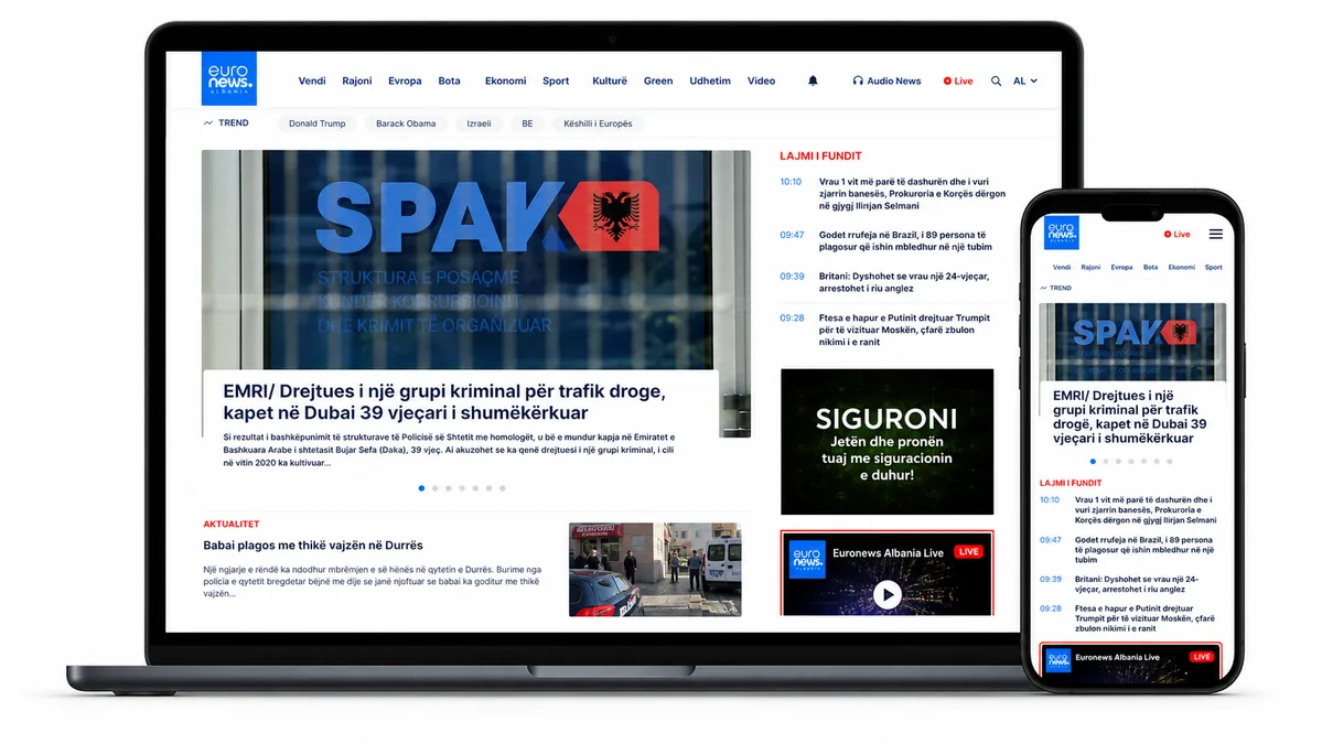 Euronews Albania responsive website mockup