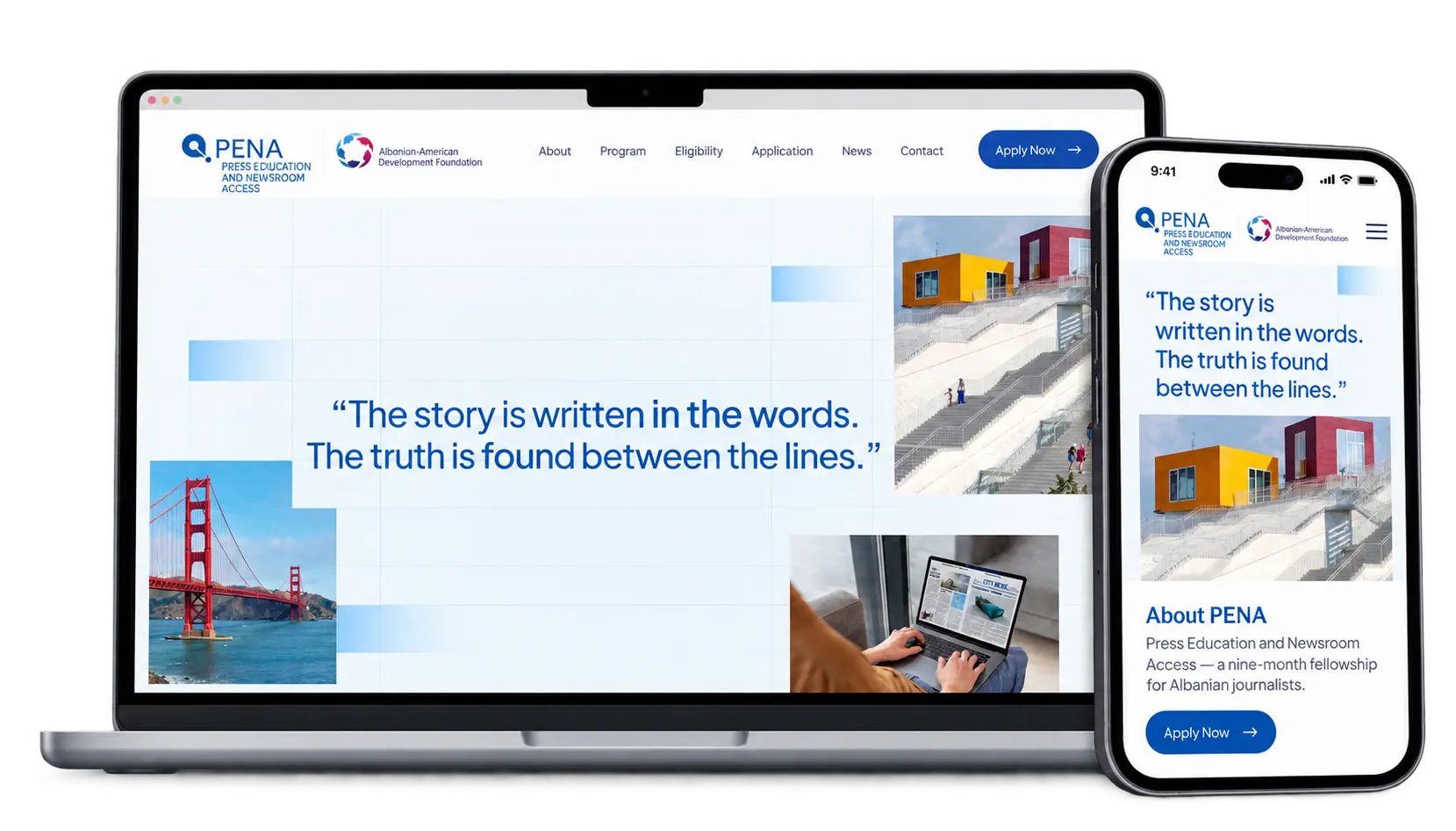 PENA Fellowship responsive website mockup